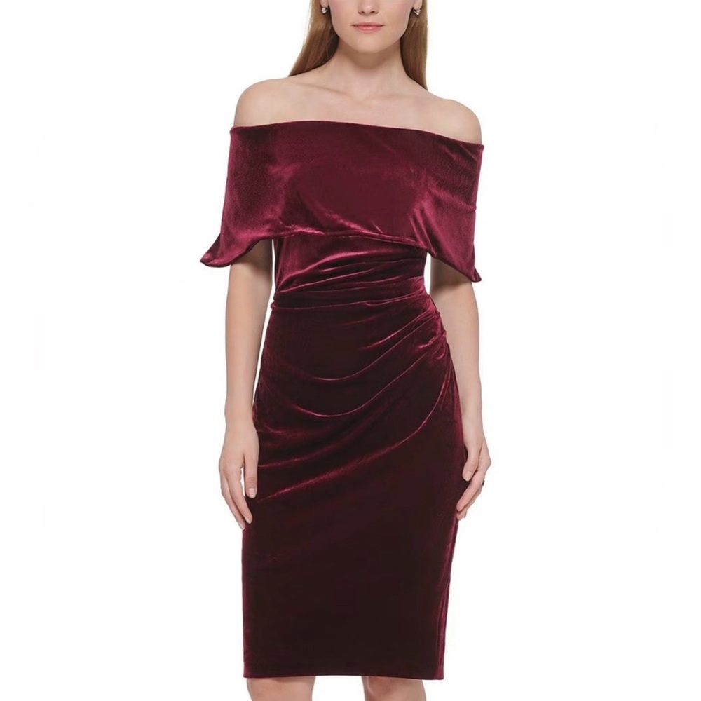 Vince Camuto Red Off-the-Shoulder Short Sleeve Bodycon Dress Size 4